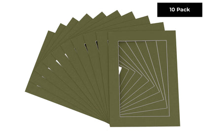 Pack of 10 Dill Green Precut Acid-Free Matboards