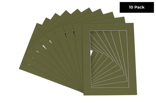Pack of 10 Dill Green Precut Acid-Free Matboards