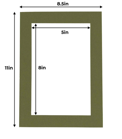 Pack of 10 Dill Green Precut Acid-Free Matboards