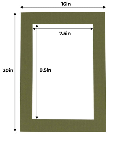 Pack of 10 Dill Green Precut Acid-Free Matboards