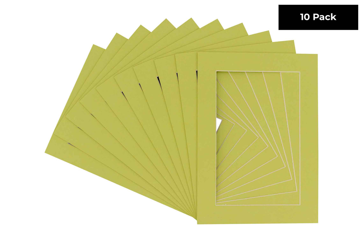 Pack of 10 Pistachio Green Precut Acid-Free Matboard Set with Clear Bags & Backings