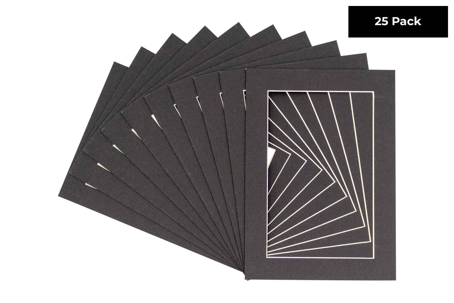 Pack of 25 Textured Black Precut Acid-Free Matboards