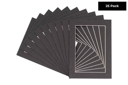 Pack of 25 Textured Black Precut Acid-Free Matboards