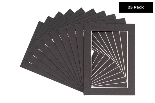 Pack of 25 Textured Black Precut Acid-Free Matboards