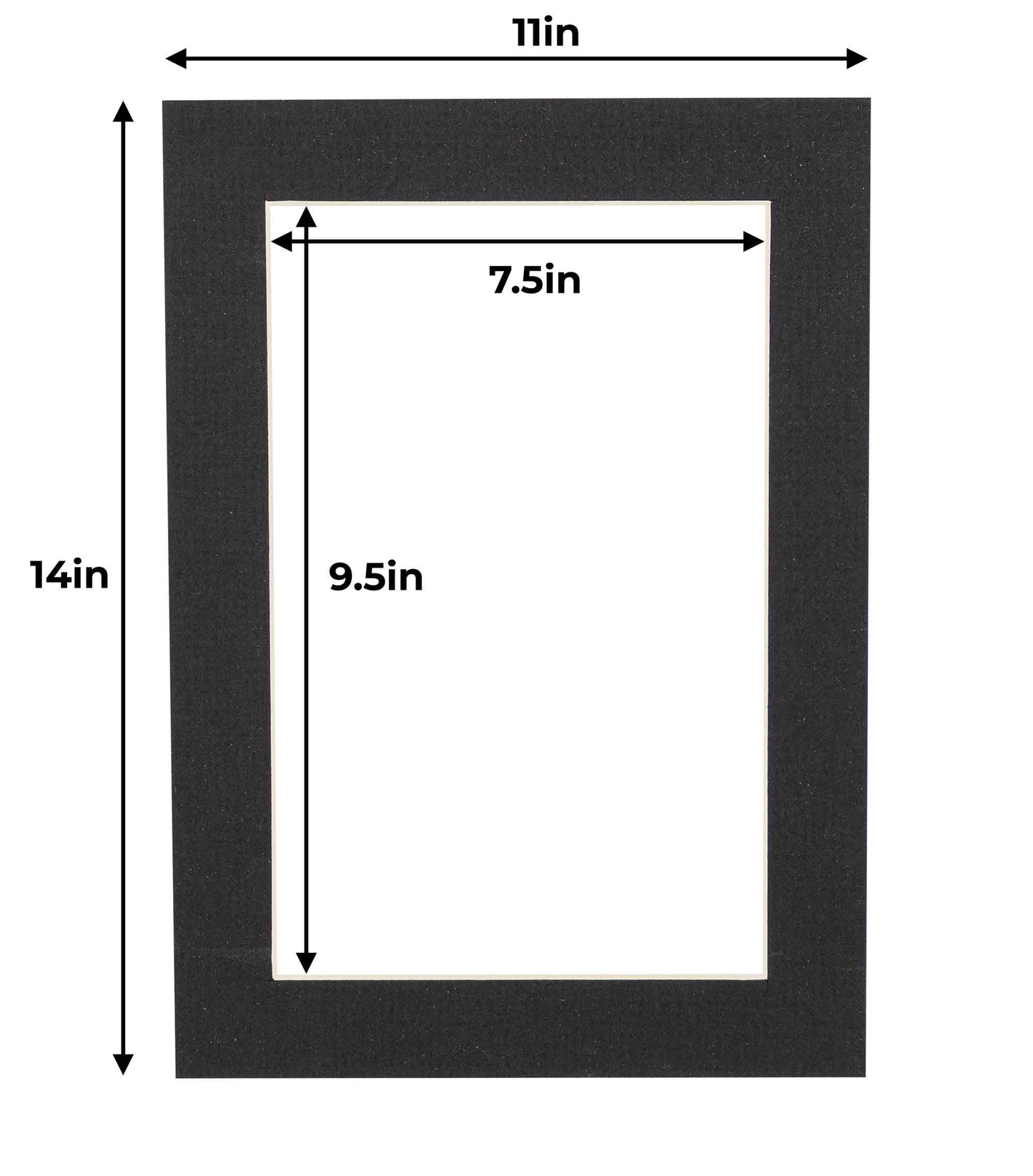 Pack of 10 Textured Black Precut Acid-Free Matboard Set with Clear Bags & Backings