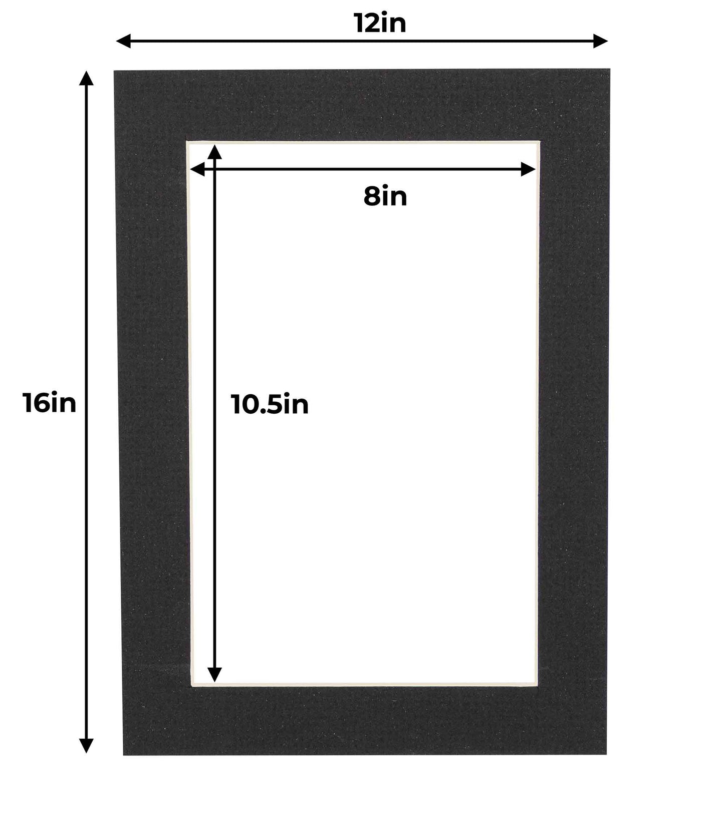 Pack of 10 Textured Black Precut Acid-Free Matboard Set with Clear Bags & Backings
