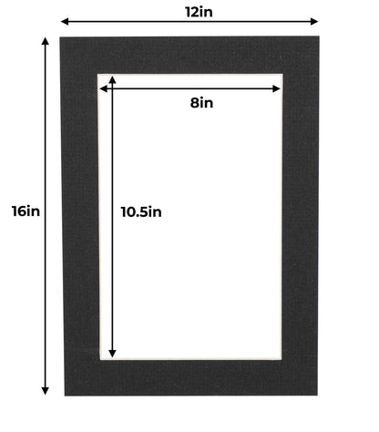 Textured Black Precut Acid-Free Matboard Set with Clear Bag & Backing