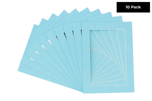 Pack of 10 Aqua Blue Precut Acid-Free Matboards