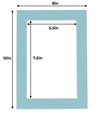 Pack of 10 Aqua Blue Precut Acid-Free Matboard Set with Clear Bags & Backings