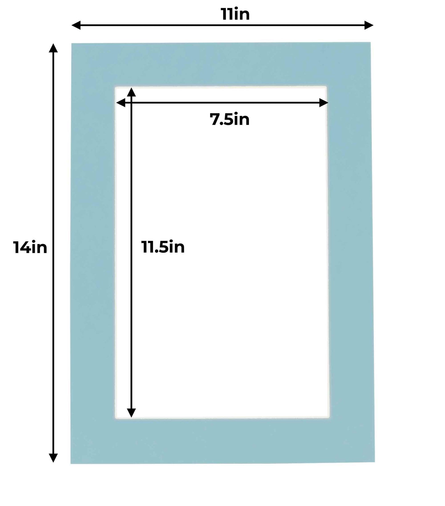Pack of 10 Aqua Blue Precut Acid-Free Matboard Set with Clear Bags & Backings