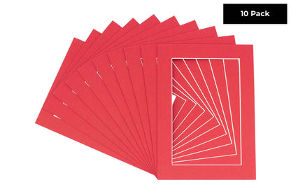 Pack of 10 Deep Red Precut Acid-Free Matboards