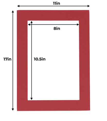 Pack of 10 Deep Red Precut Acid-Free Matboard Set with Clear Bags & Backings