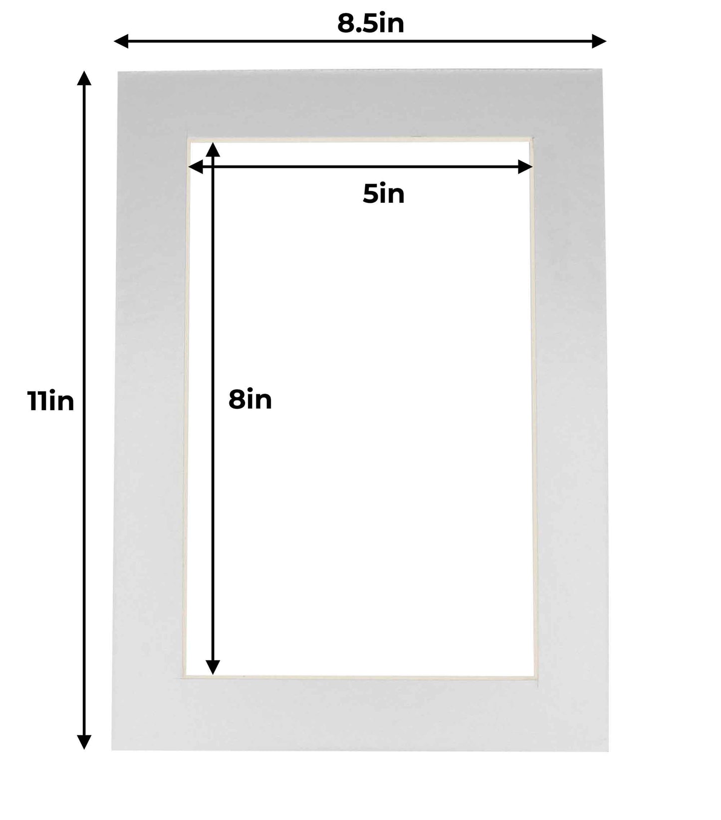 Pack of 25 Metallic Silver Precut Acid-Free Matboard Set with Clear Bags & Backings