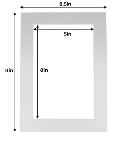 Pack of 25 Metallic Silver Precut Acid-Free Matboard Set with Clear Bags & Backings