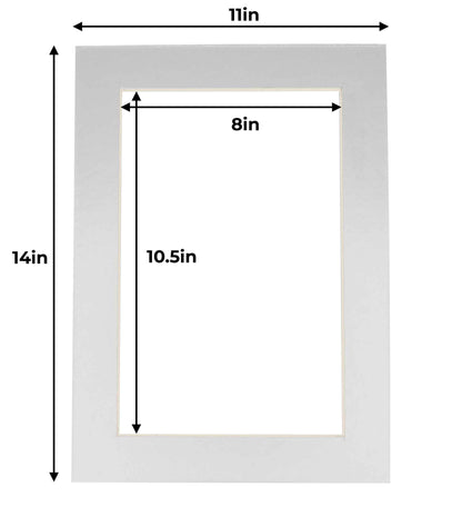 Pack of 25 Metallic Silver Precut Acid-Free Matboard Set with Clear Bags & Backings