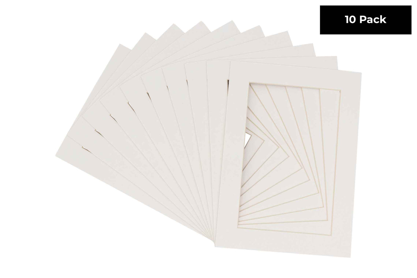 Pack of 10 Textured White Precut Acid-Free Matboard Set with Clear Bags & Backings
