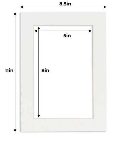 Pack of 25 Textured White Precut Acid-Free Matboard Set with Clear Bags & Backings