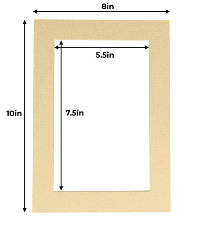 Pack of 10 Tan Precut Acid-Free Matboard Set with Clear Bags & Backings