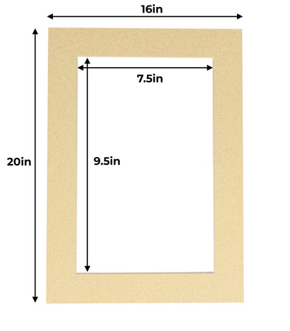Pack of 10 Tan Precut Acid-Free Matboard Set with Clear Bags & Backings