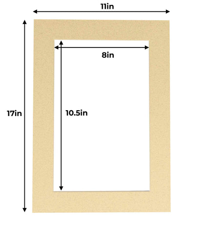 Pack of 10 Tan Precut Acid-Free Matboard Set with Clear Bags & Backings