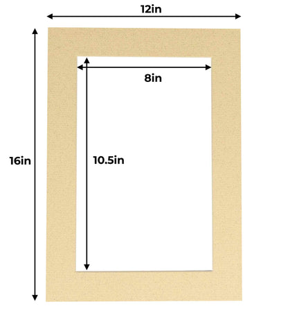 Pack of 10 Tan Precut Acid-Free Matboard Set with Clear Bags & Backings