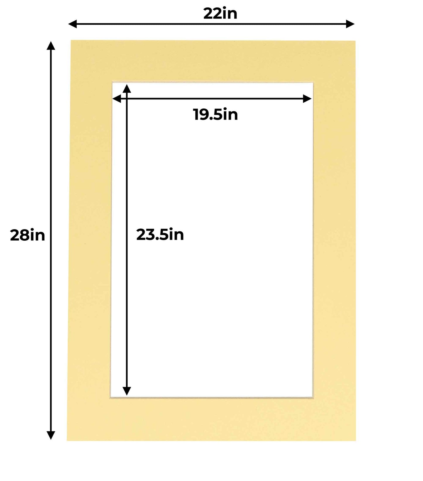 Pack of 25 Soft Yellow Precut Acid-Free Matboard Set with Clear Bags & Backings
