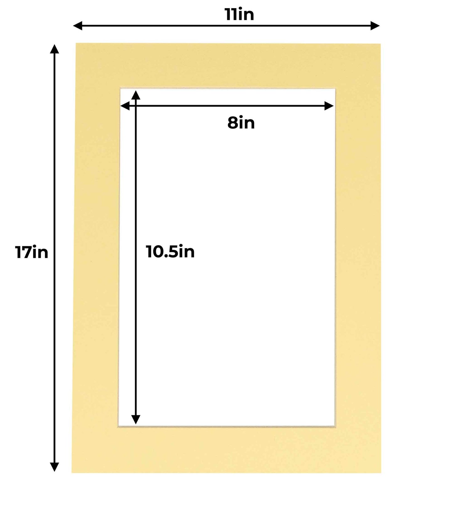 Pack of 10 Soft Yellow Precut Acid-Free Matboard Set with Clear Bags & Backings