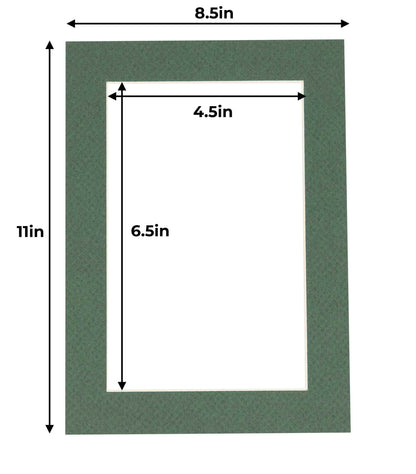 Pack of 10 Hunter Green Precut Acid-Free Matboard Set with Clear Bags & Backings