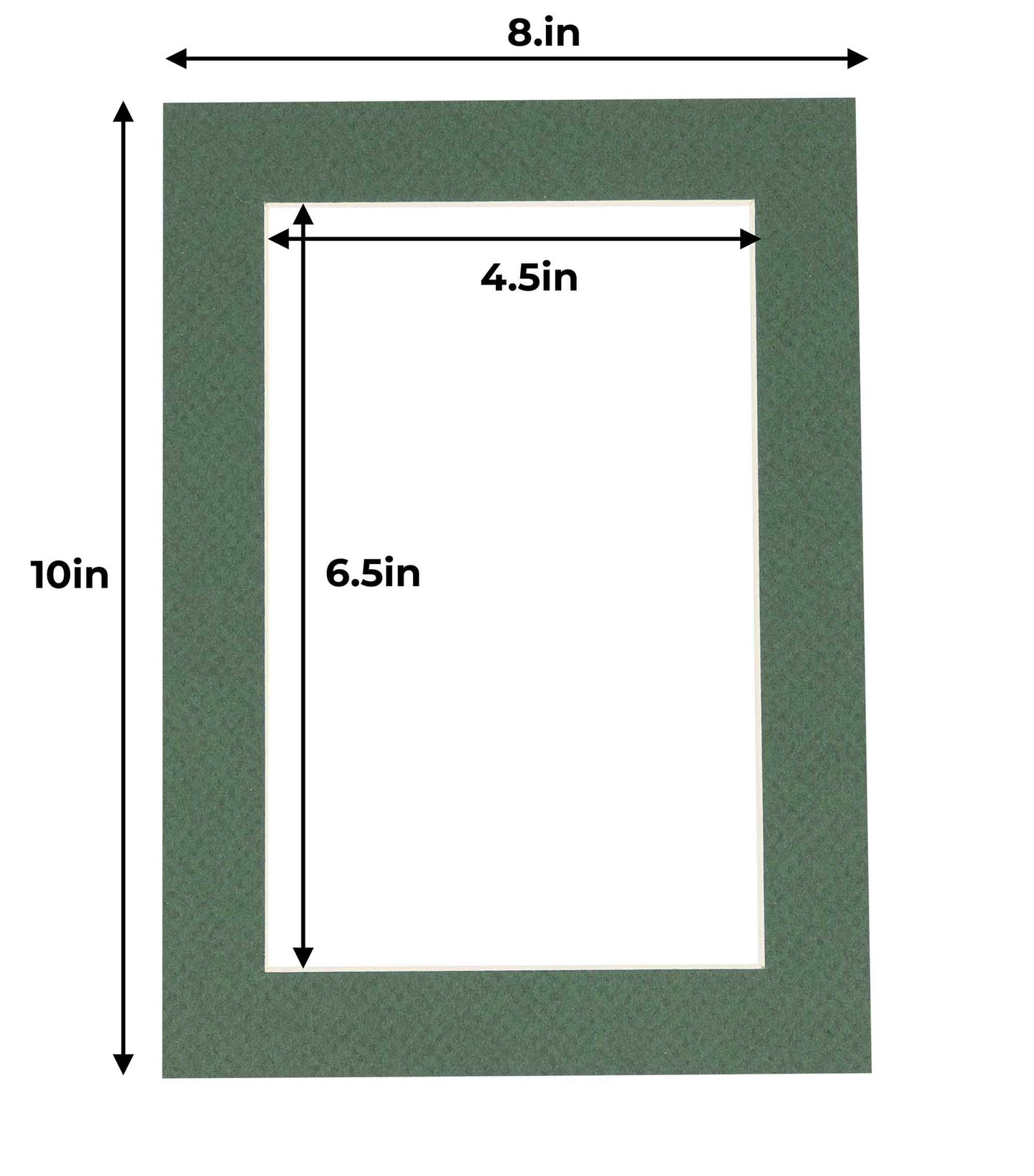 Pack of 10 Hunter Green Precut Acid-Free Matboard Set with Clear Bags & Backings