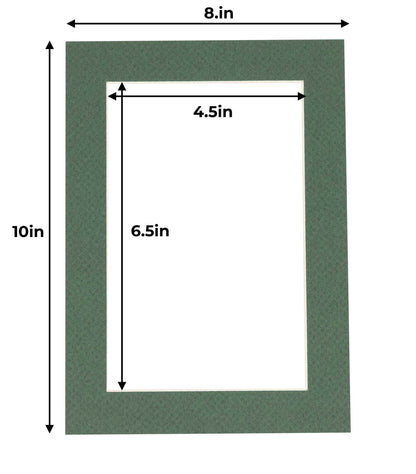 Pack of 25 Hunter Green Precut Acid-Free Matboard Set with Clear Bags & Backings