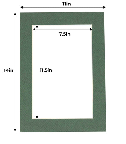 Pack of 10 Hunter Green Precut Acid-Free Matboard Set with Clear Bags & Backings