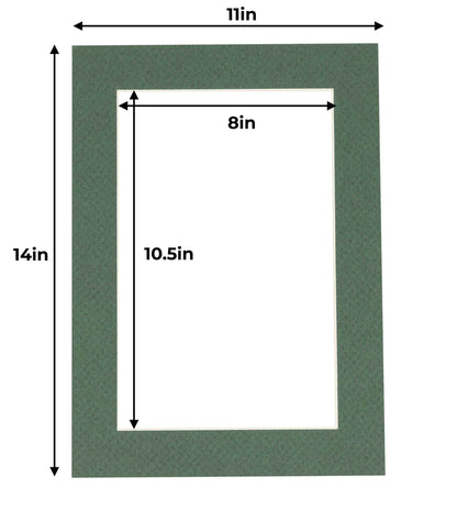 Pack of 10 Hunter Green Precut Acid-Free Matboard Set with Clear Bags & Backings