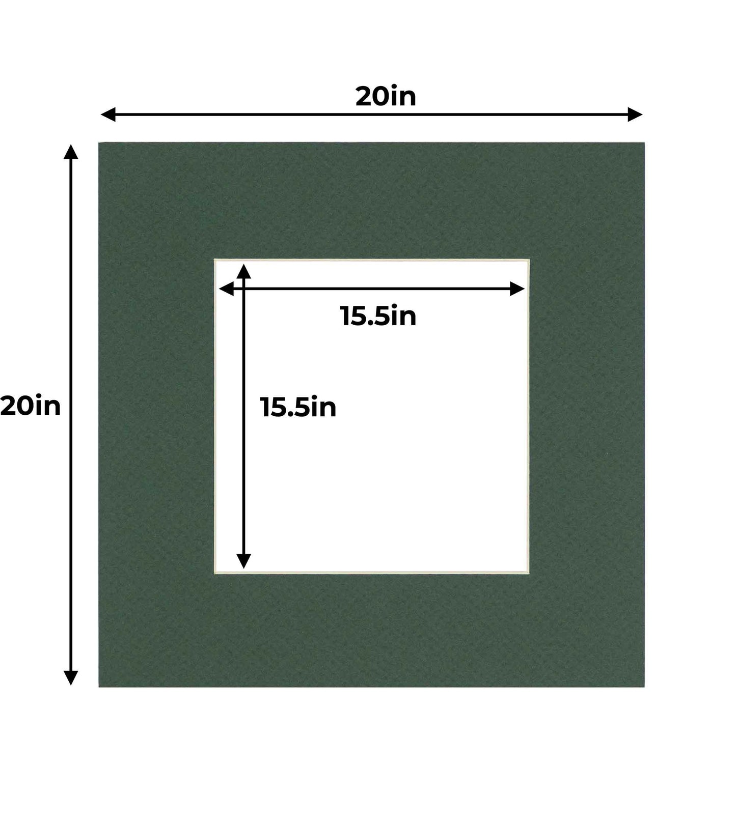 Pack of 25 Hunter Green Precut Acid-Free Matboard Set with Clear Bags & Backings