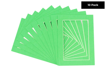 Pack of 10 Bright Green Precut Acid-Free Matboards