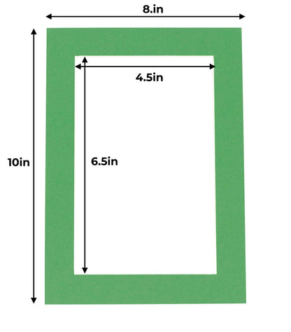 Pack of 25 Bright Green Precut Acid-Free Matboard Set with Clear Bags & Backings