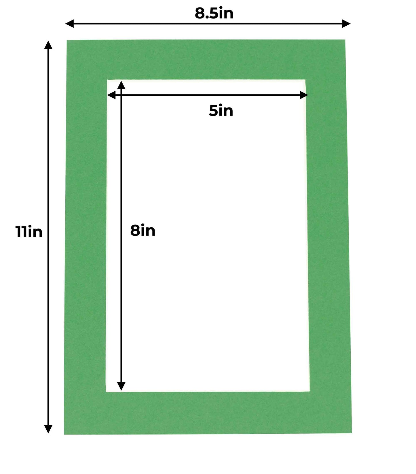 Pack of 10 Bright Green Precut Acid-Free Matboards