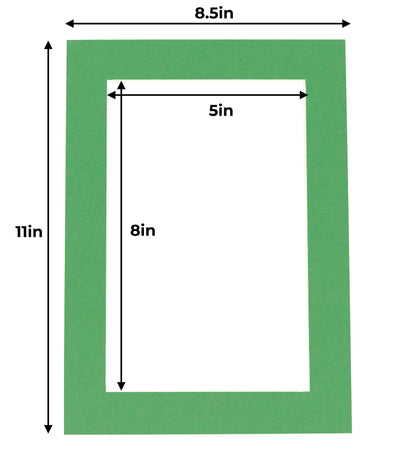 Pack of 10 Bright Green Precut Acid-Free Matboards