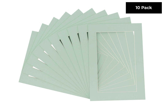 Pack of 10 Honeydew Green Precut Acid-Free Matboards