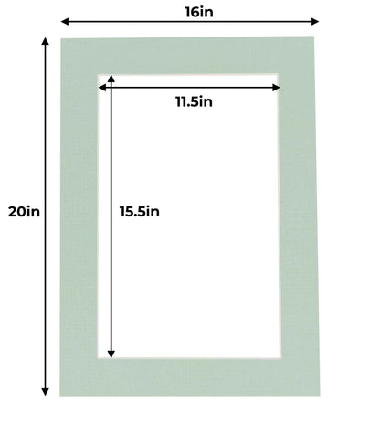 Pack of 10 Honeydew Green Precut Acid-Free Matboard Set with Clear Bags & Backings