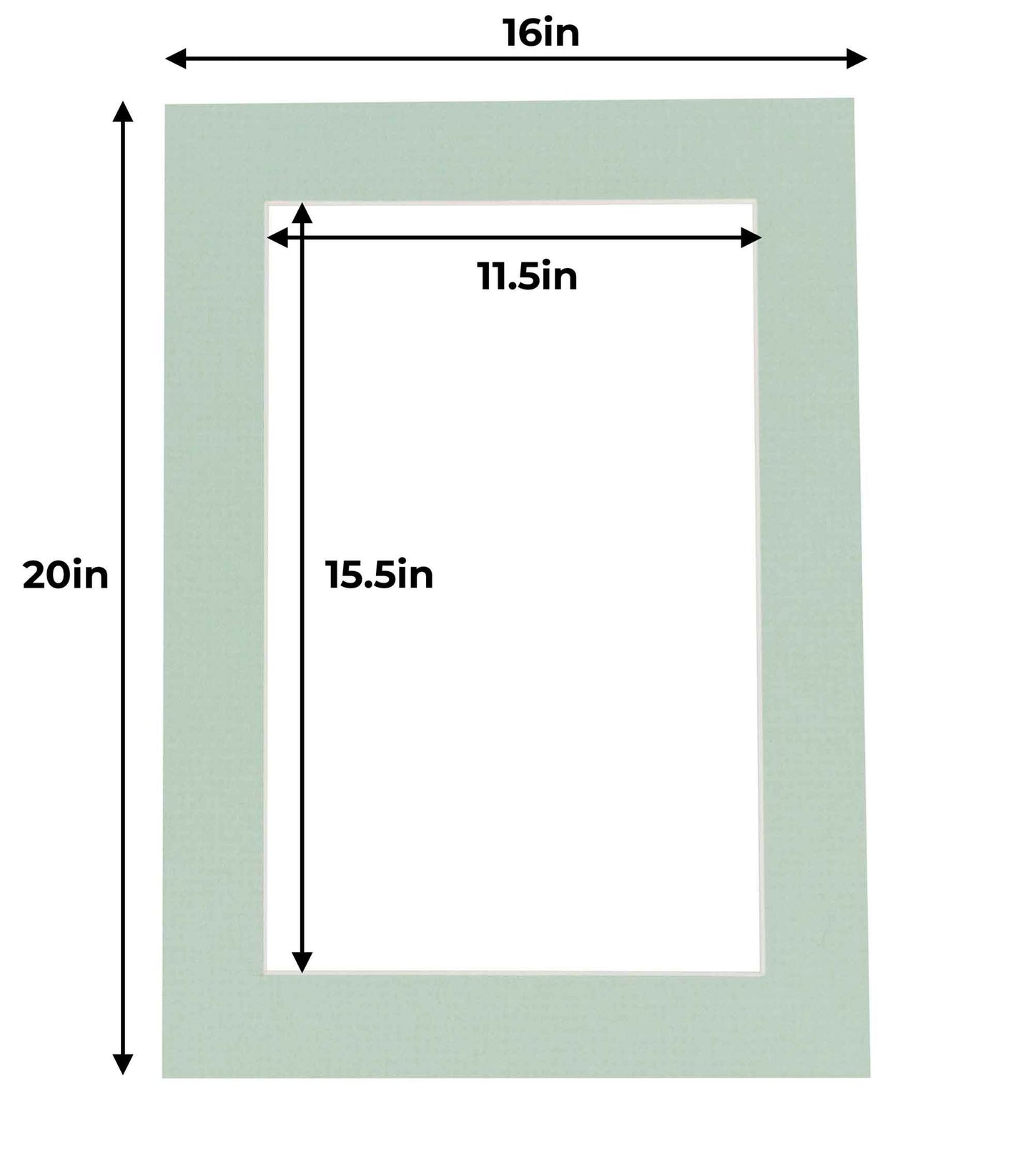 Pack of 25 Honeydew Green Precut Acid-Free Matboard Set with Clear Bags & Backings