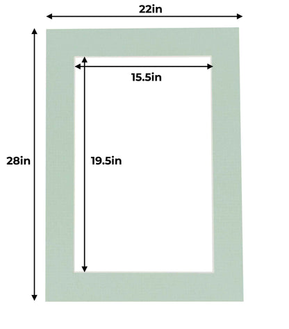 Pack of 25 Honeydew Green Precut Acid-Free Matboard Set with Clear Bags & Backings