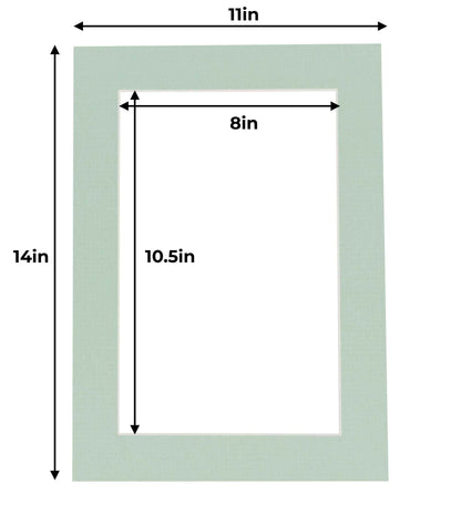 Pack of 25 Honeydew Green Precut Acid-Free Matboard Set with Clear Bags & Backings