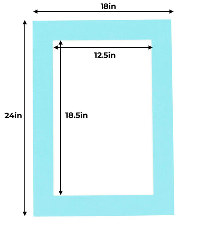 Pack of 25 Aquamarine Blue Precut Acid-Free Matboard Set with Clear Bags & Backings