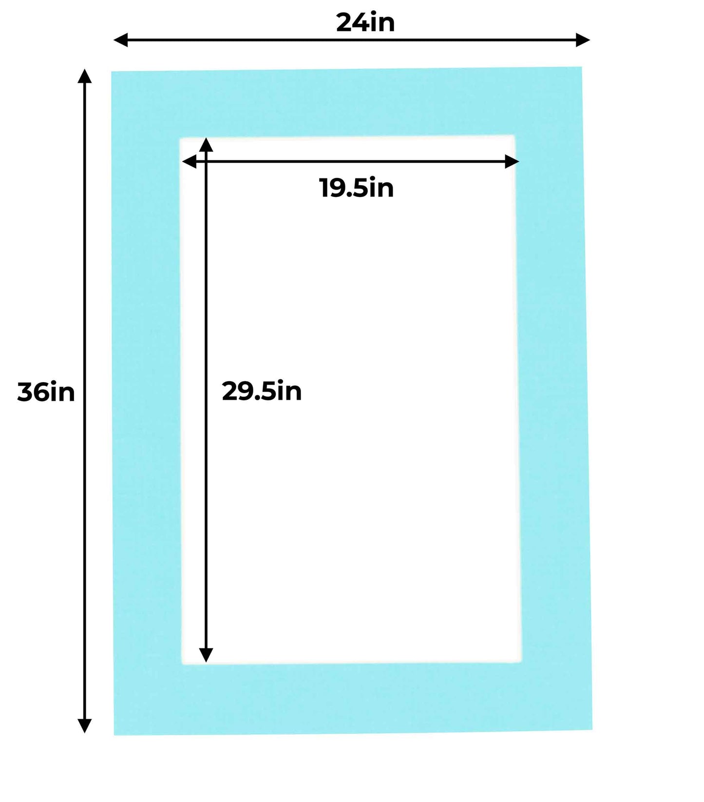 Pack of 25 Aquamarine Blue Precut Acid-Free Matboard Set with Clear Bags & Backings