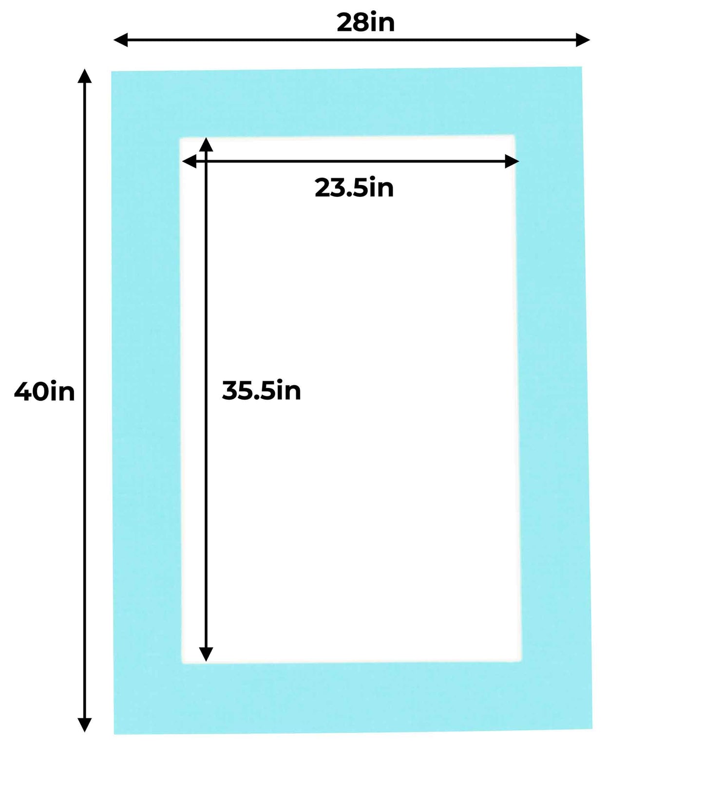 Pack of 25 Aquamarine Blue Precut Acid-Free Matboard Set with Clear Bags & Backings