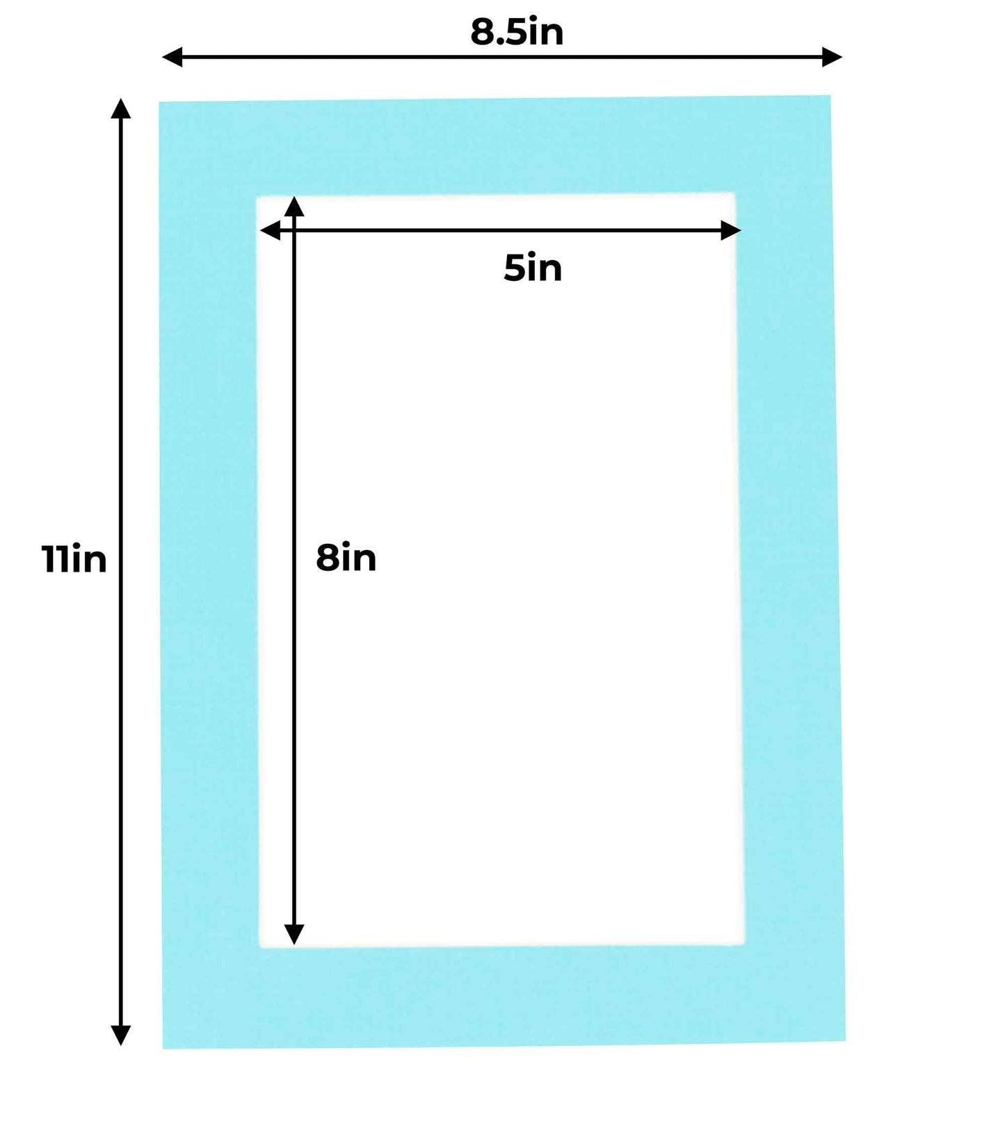 Pack of 25 Aquamarine Blue Precut Acid-Free Matboard Set with Clear Bags & Backings