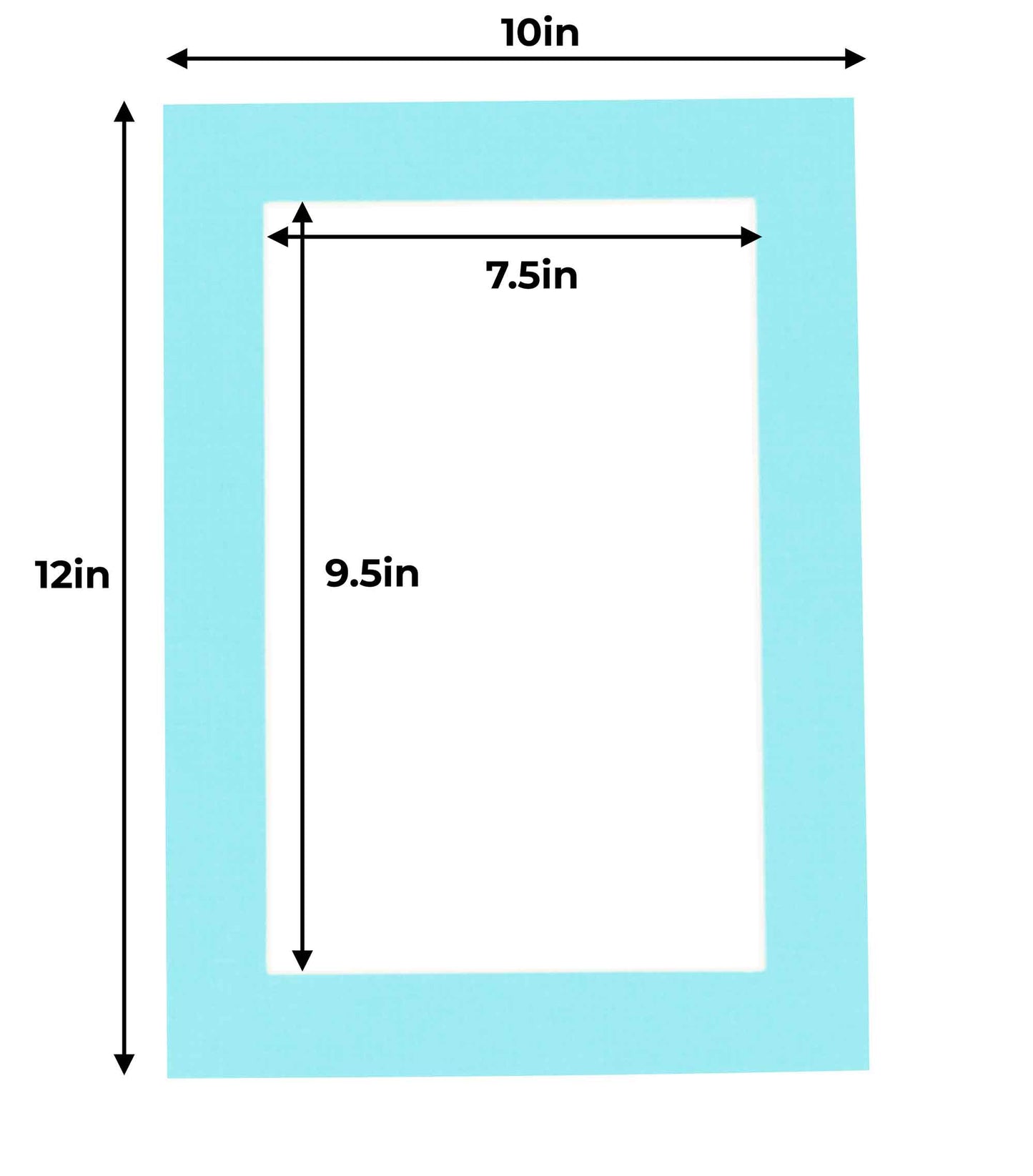 Pack of 25 Aquamarine Blue Precut Acid-Free Matboard Set with Clear Bags & Backings