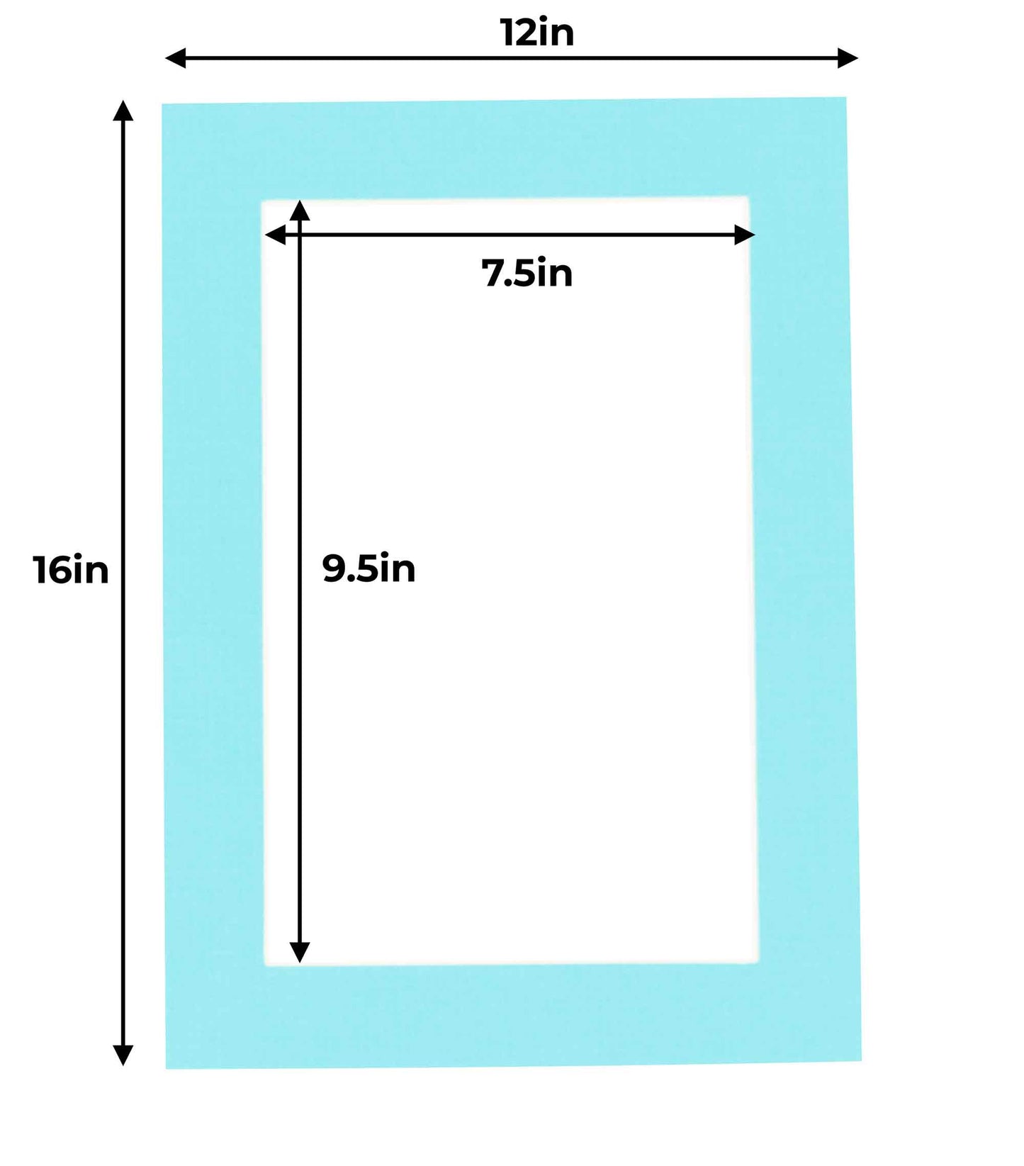 Pack of 25 Aquamarine Blue Precut Acid-Free Matboard Set with Clear Bags & Backings