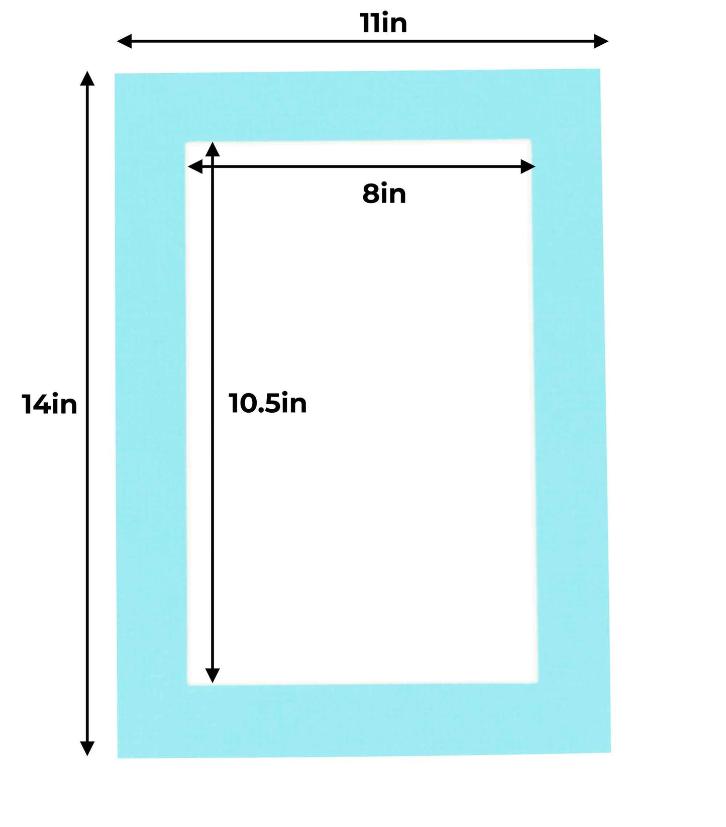Pack of 25 Aquamarine Blue Precut Acid-Free Matboard Set with Clear Bags & Backings