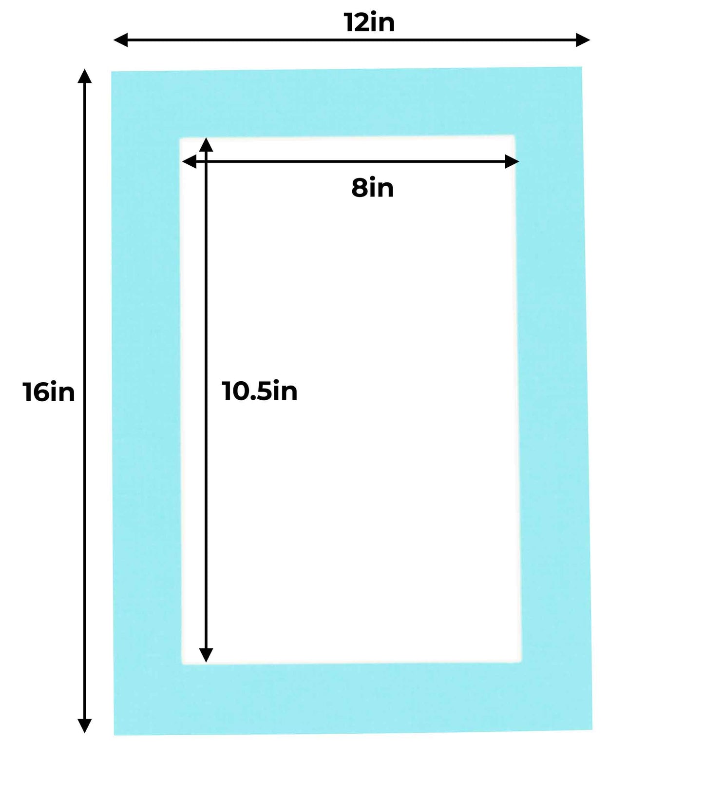 Pack of 25 Aquamarine Blue Precut Acid-Free Matboard Set with Clear Bags & Backings